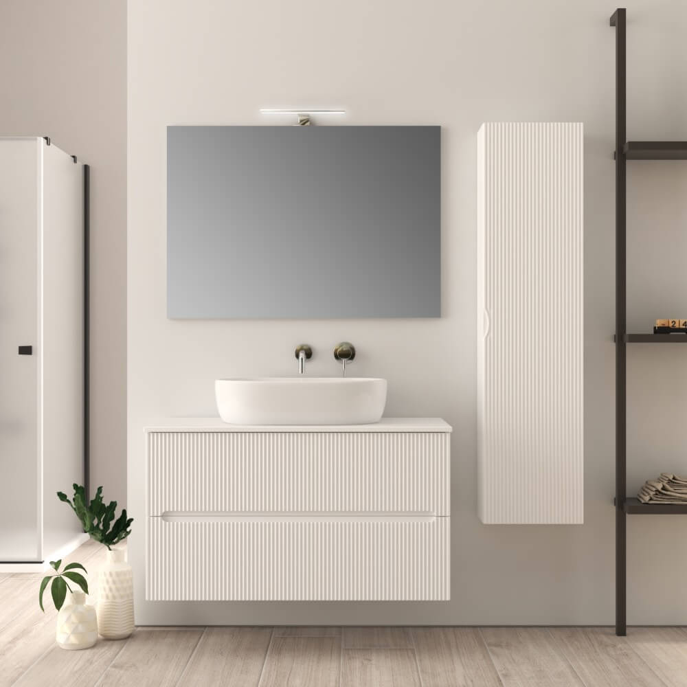 Mobile bagno 100 cm bianco opaco cannettato Palermo Arcshop