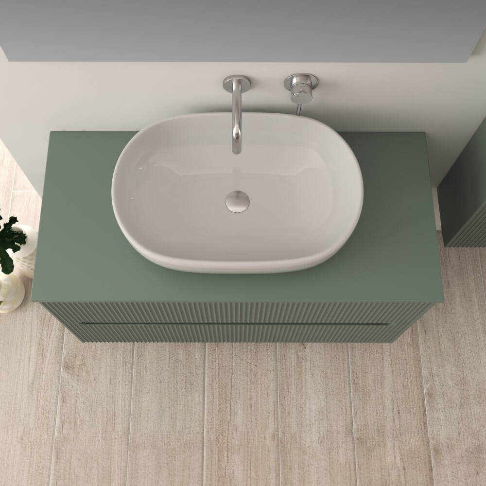Mobile da bagno verde opaco 100 cm cannettato Palermo Arcshop