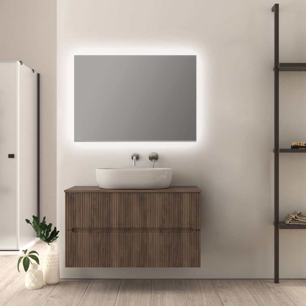 Mobile da bagno 100 cm cannettato noce Palermo Arcshop