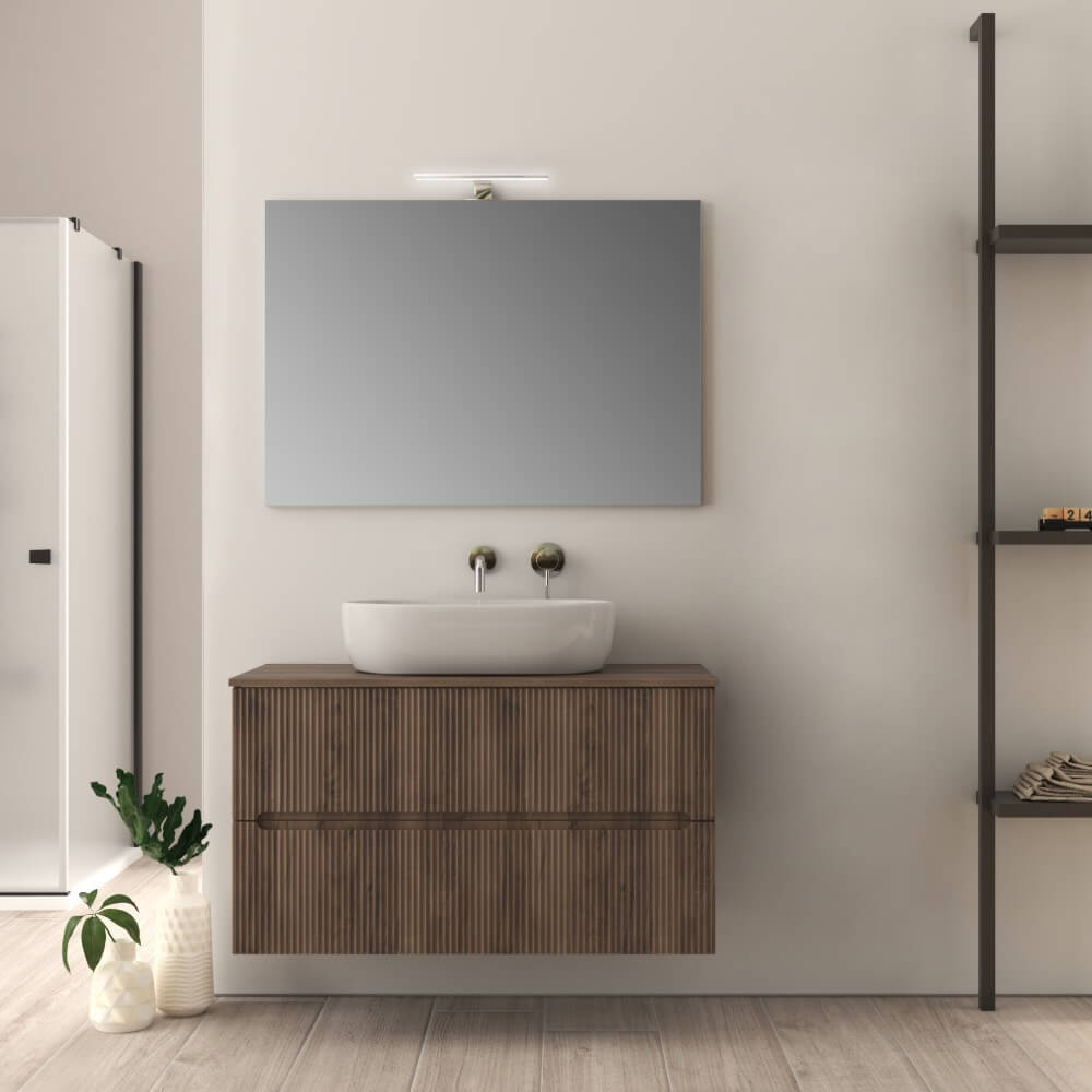 Mobile da bagno 100 cm cannettato noce Palermo Arcshop