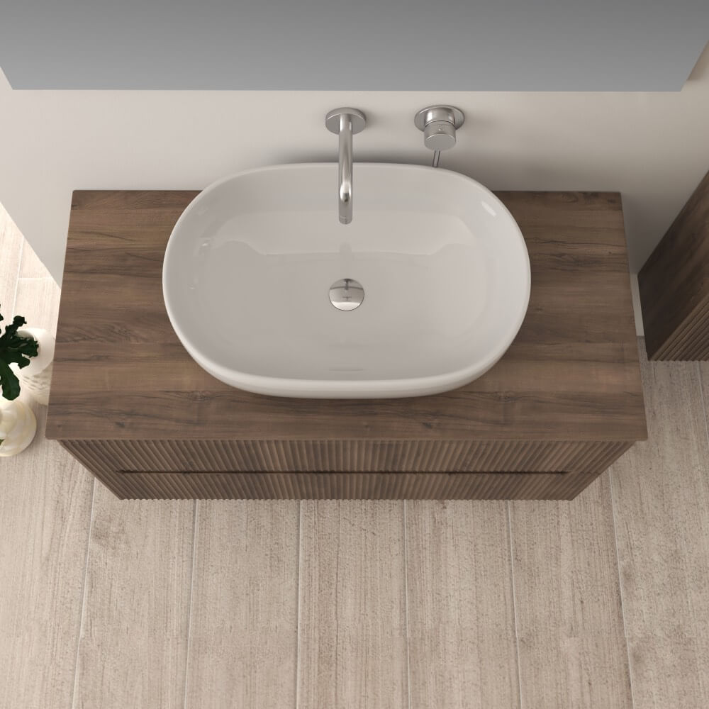 Mobile da bagno 100 cm cannettato noce Palermo Arcshop