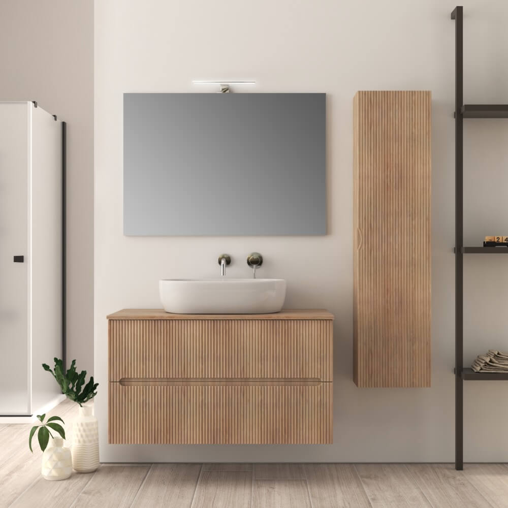 Mobile bagno rovere tabacco 100 cm cannettato Palermo Arcshop