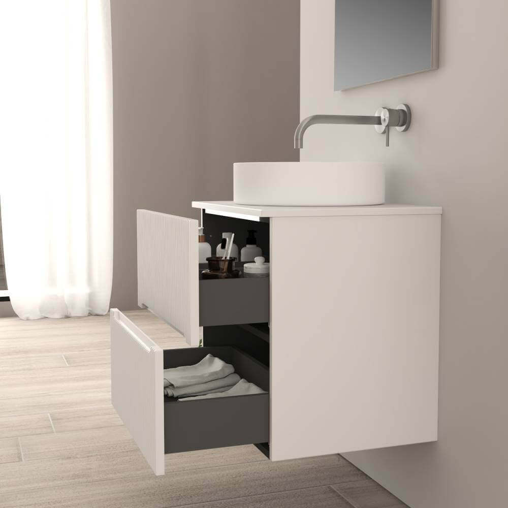 Mobile bagno sospeso bianco opaco 60 cm cannettato Palermo