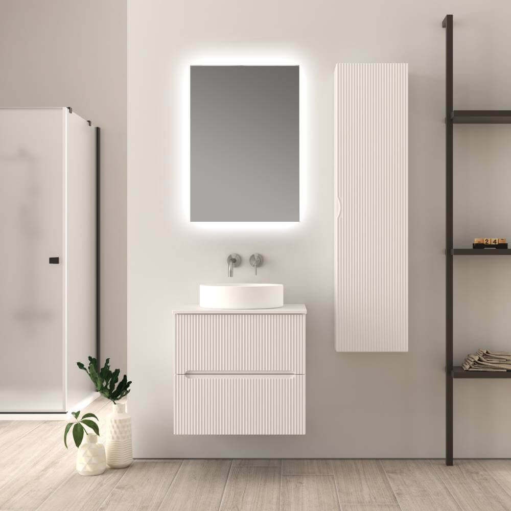 Mobile bagno sospeso bianco opaco 60 cm cannettato Palermo Arcshop