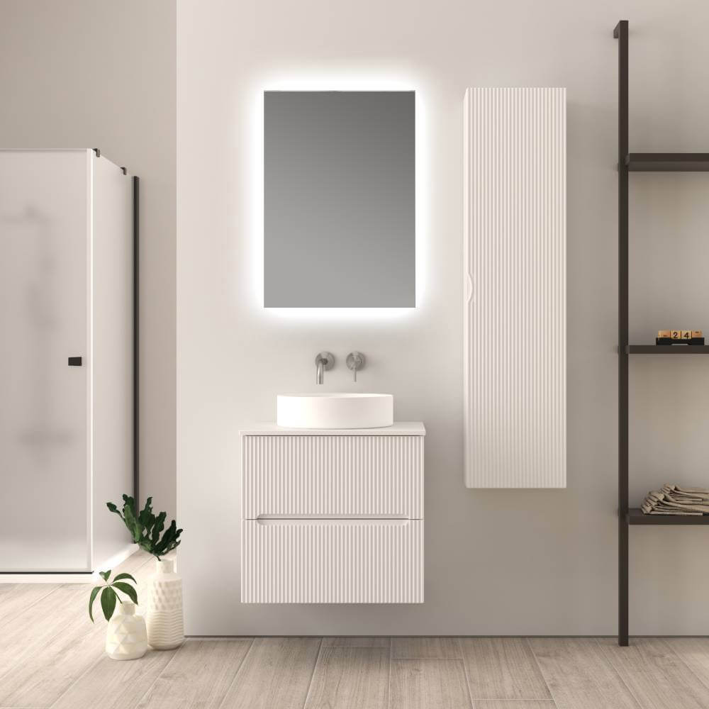 Mobile bagno sospeso bianco opaco 60 cm cannettato Palermo - Arcshop