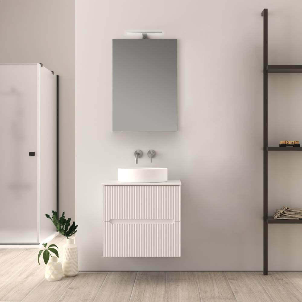 Mobile bagno sospeso bianco opaco 60 cm cannettato Palermo Arcshop