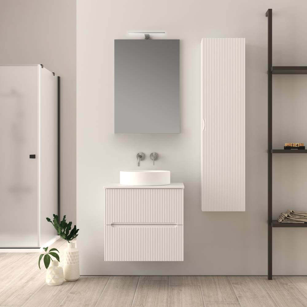 Mobile bagno sospeso bianco opaco 60 cm cannettato Palermo Arcshop