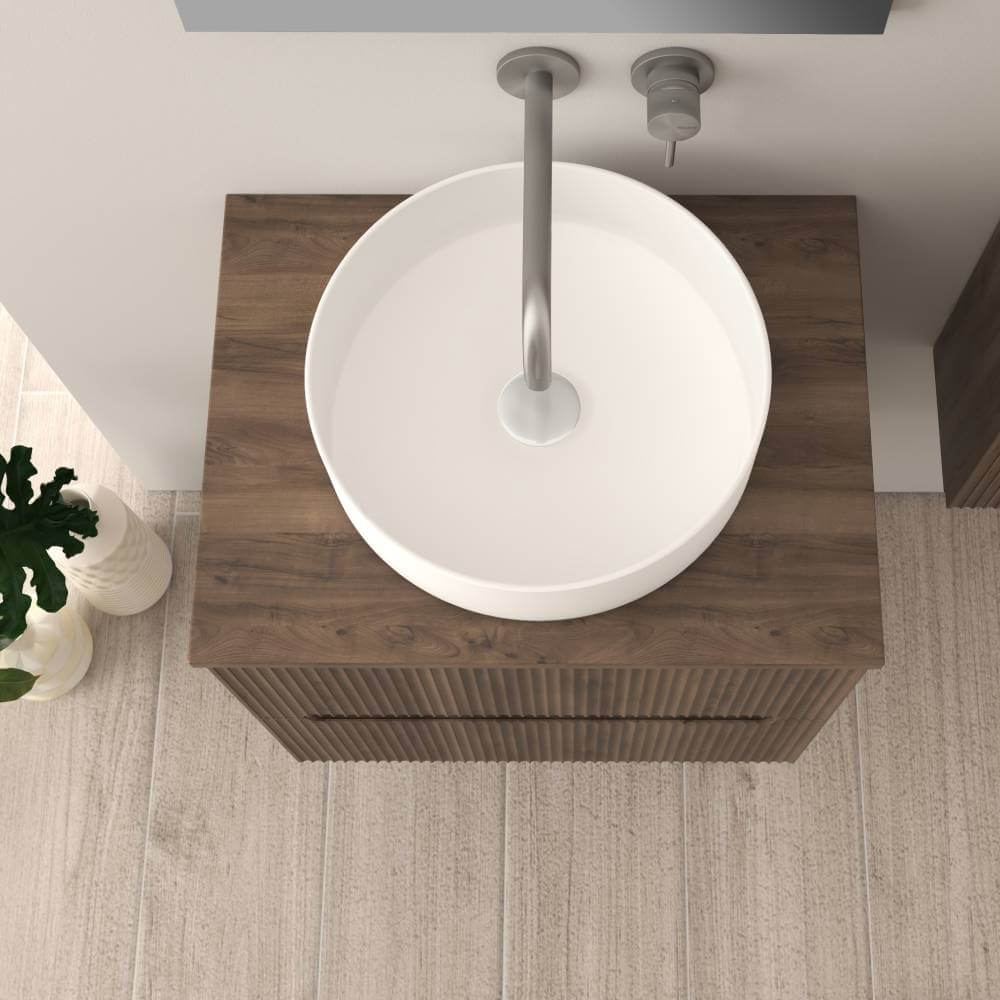 Mobile bagno noce 60 cm cannettato per lavabo da appoggio Palermo