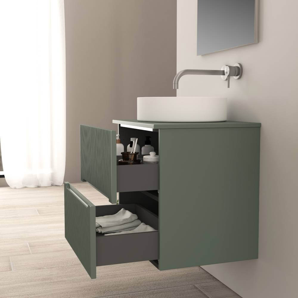 Mobile da bagno verde opaco 60 cm cannettato Palermo