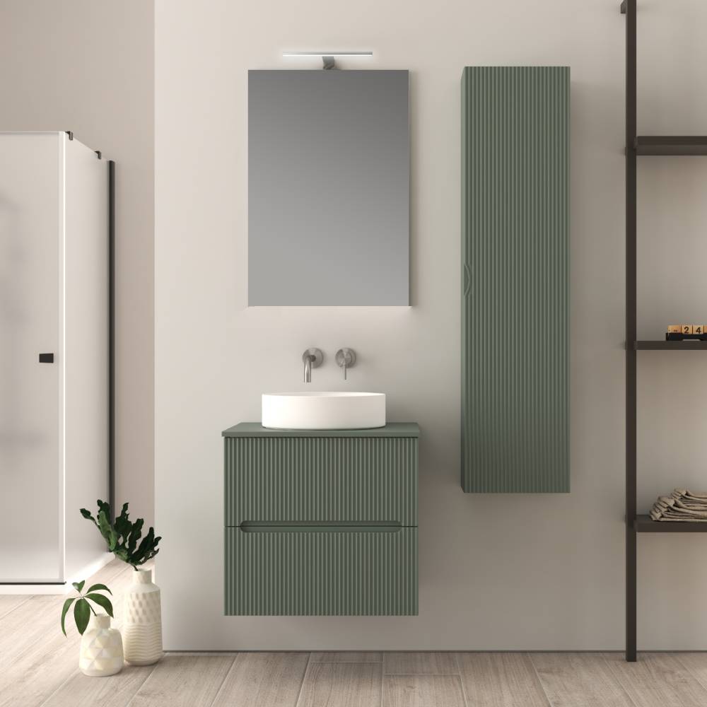 Mobile da bagno verde opaco 60 cm cannettato Palermo Arcshop