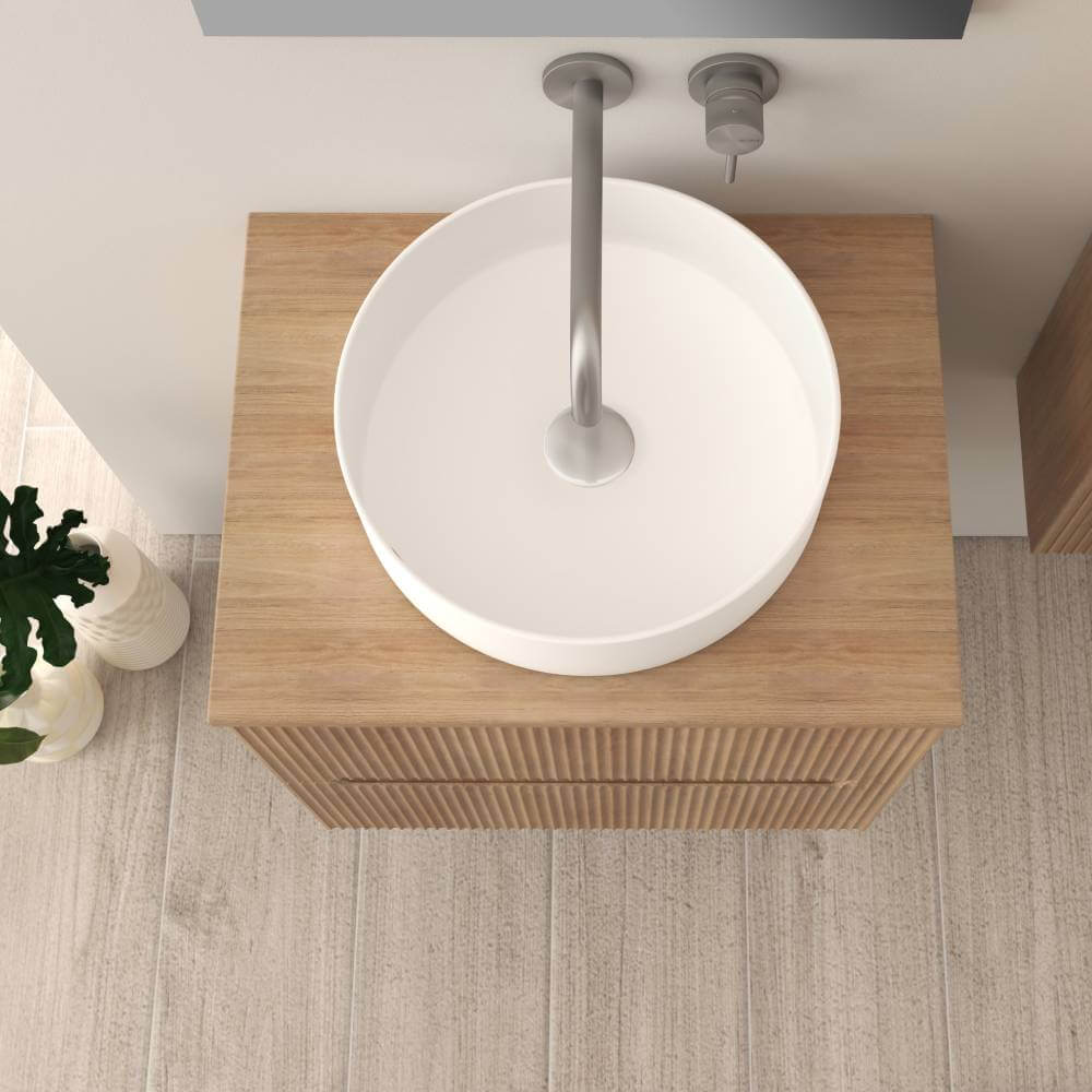 Mobile da bagno cannettato 60 cm sospeso rovere tabacco Palermo Arcshop