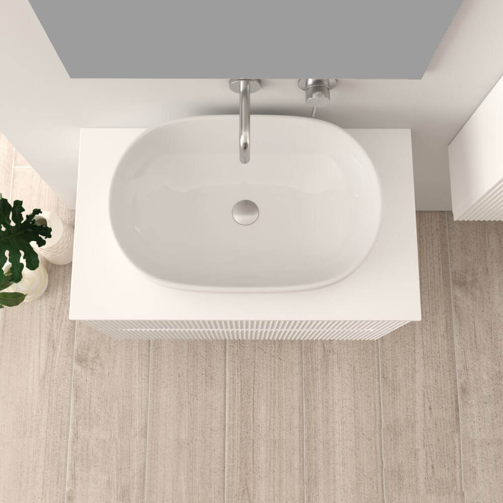Mobile da bagno 80 cm cannettato bianco opaco Palermo