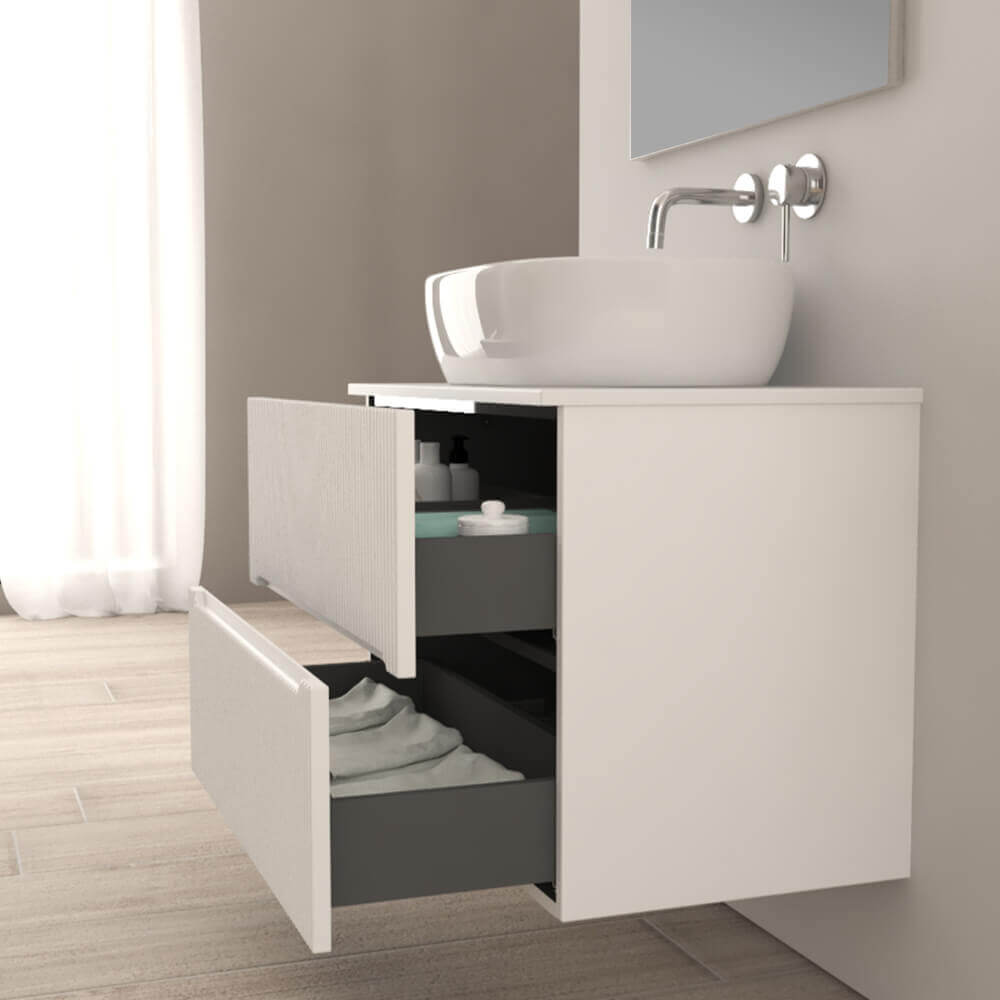 Mobile da bagno 80 cm cannettato bianco opaco Palermo