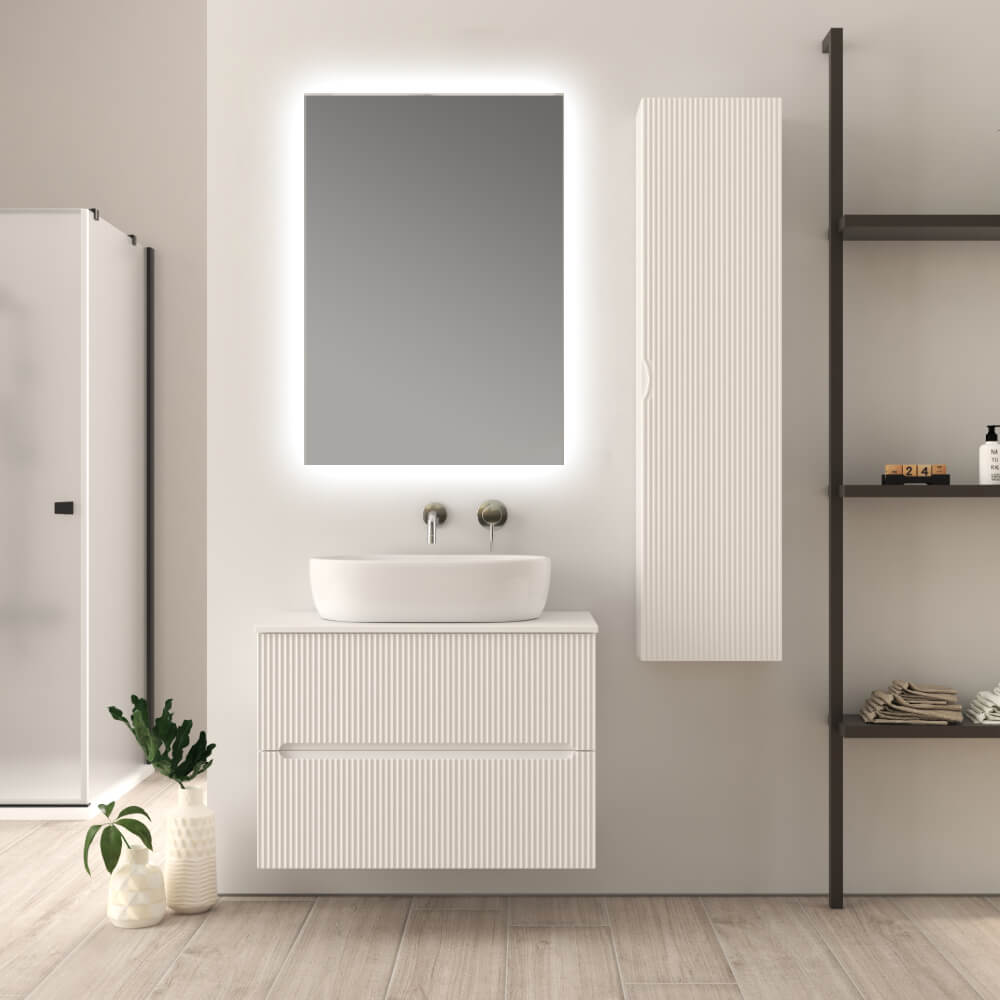 Mobile da bagno 80 cm cannettato bianco opaco Palermo - Arcshop