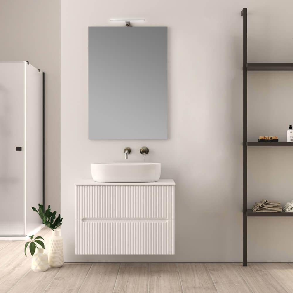 Mobile da bagno 80 cm cannettato bianco opaco Palermo Arcshop