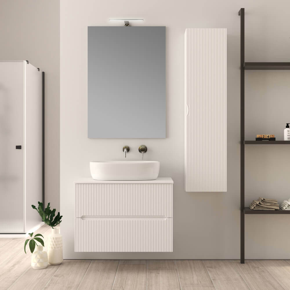 Mobile da bagno 80 cm cannettato bianco opaco Palermo Arcshop