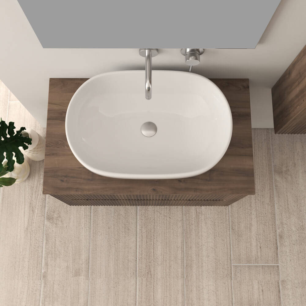 Mobile bagno cannettato 80 cm finitura noce Palermo