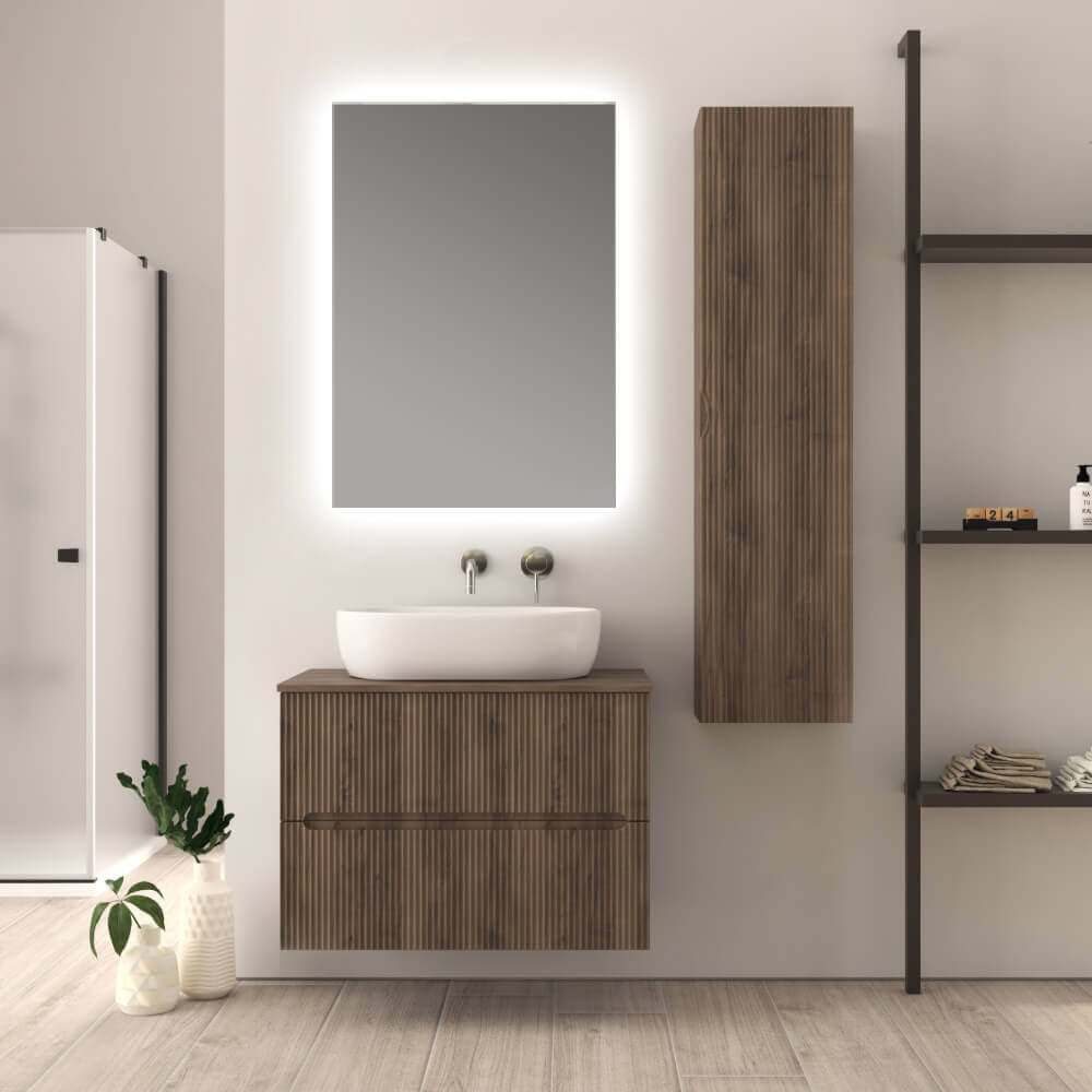 Mobile bagno cannettato 80 cm finitura noce Palermo Arcshop