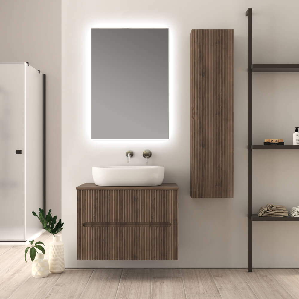 Mobile bagno cannettato 80 cm finitura noce Palermo - Arcshop