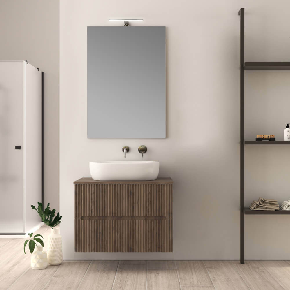 Mobile bagno cannettato 80 cm finitura noce Palermo Arcshop