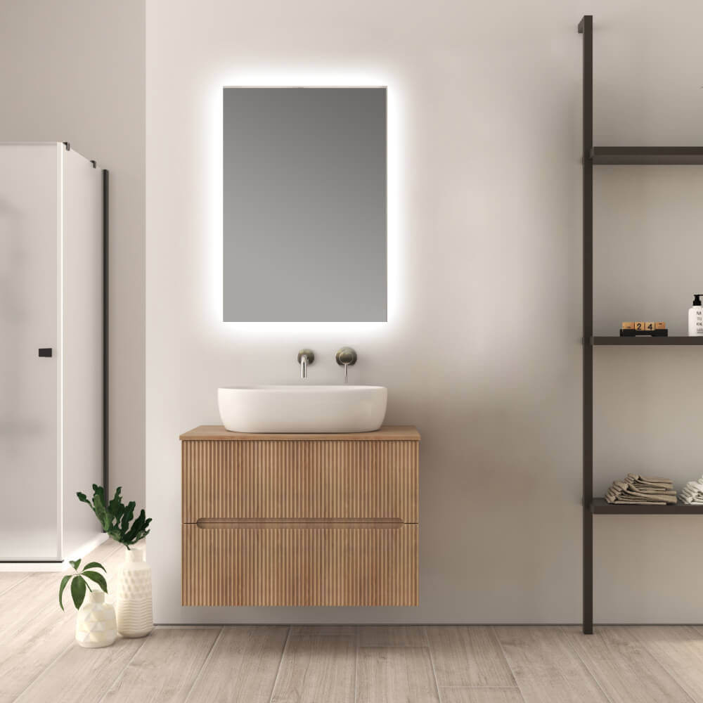 Mobile da bagno per lavabo da appoggio cannettato 80 cm rovere tabacco Palermo Arcshop