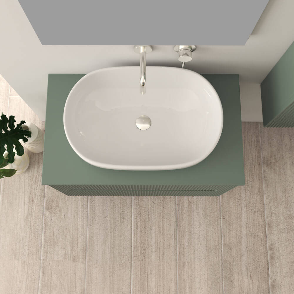 Mobile bagno 80 cm verde opaco cannettato Palermo
