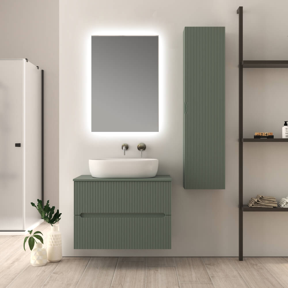 Mobile bagno 80 cm verde opaco cannettato Palermo - Arcshop