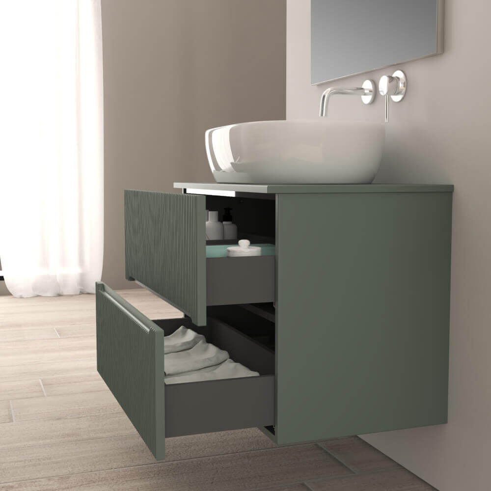 Mobile bagno 80 cm verde opaco cannettato Palermo