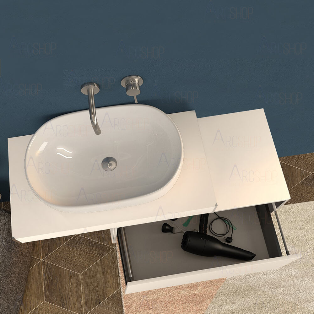 Mensolone bagno 60 cm bianco opaco sospeso