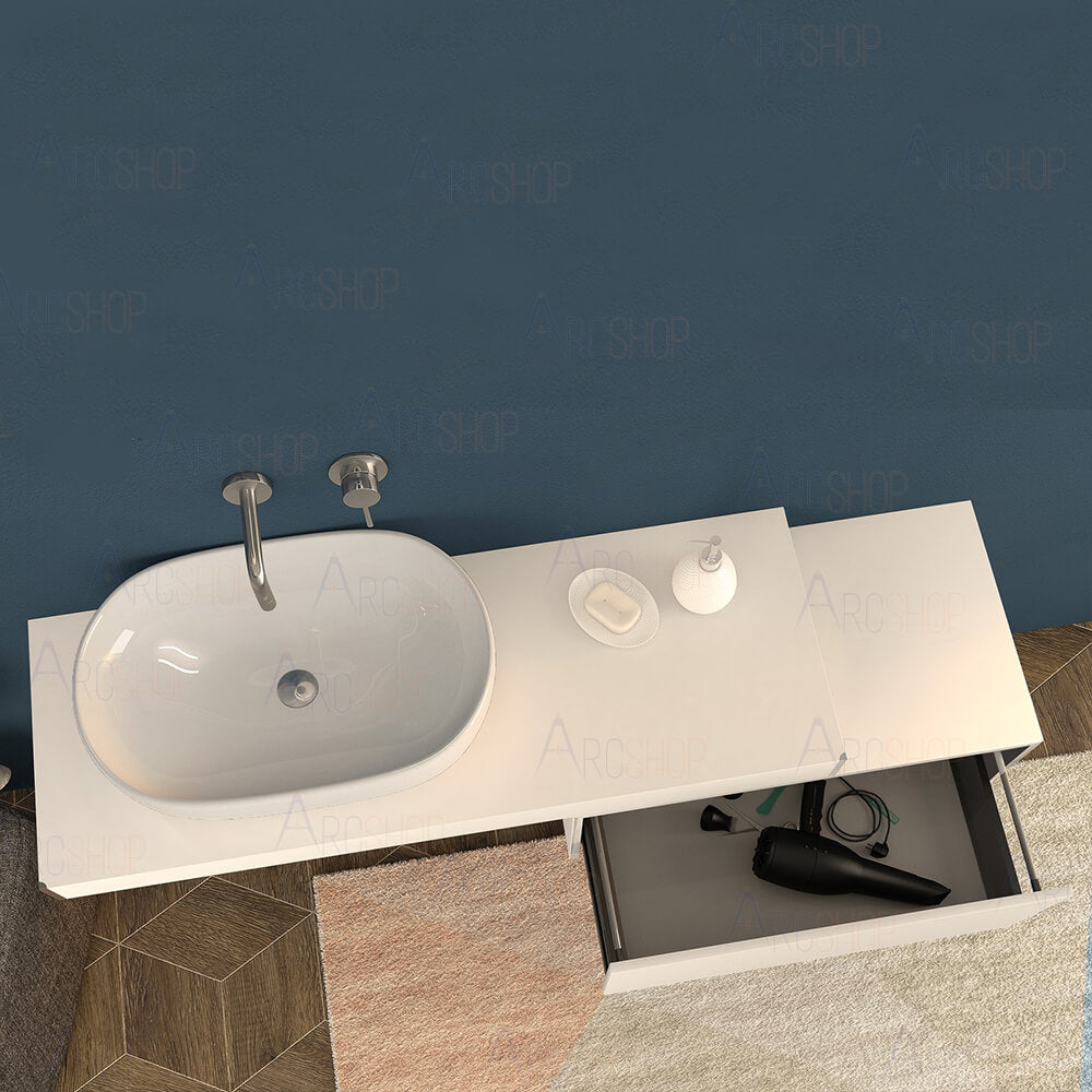 Mensolone bagno bianco opaco 120 cm