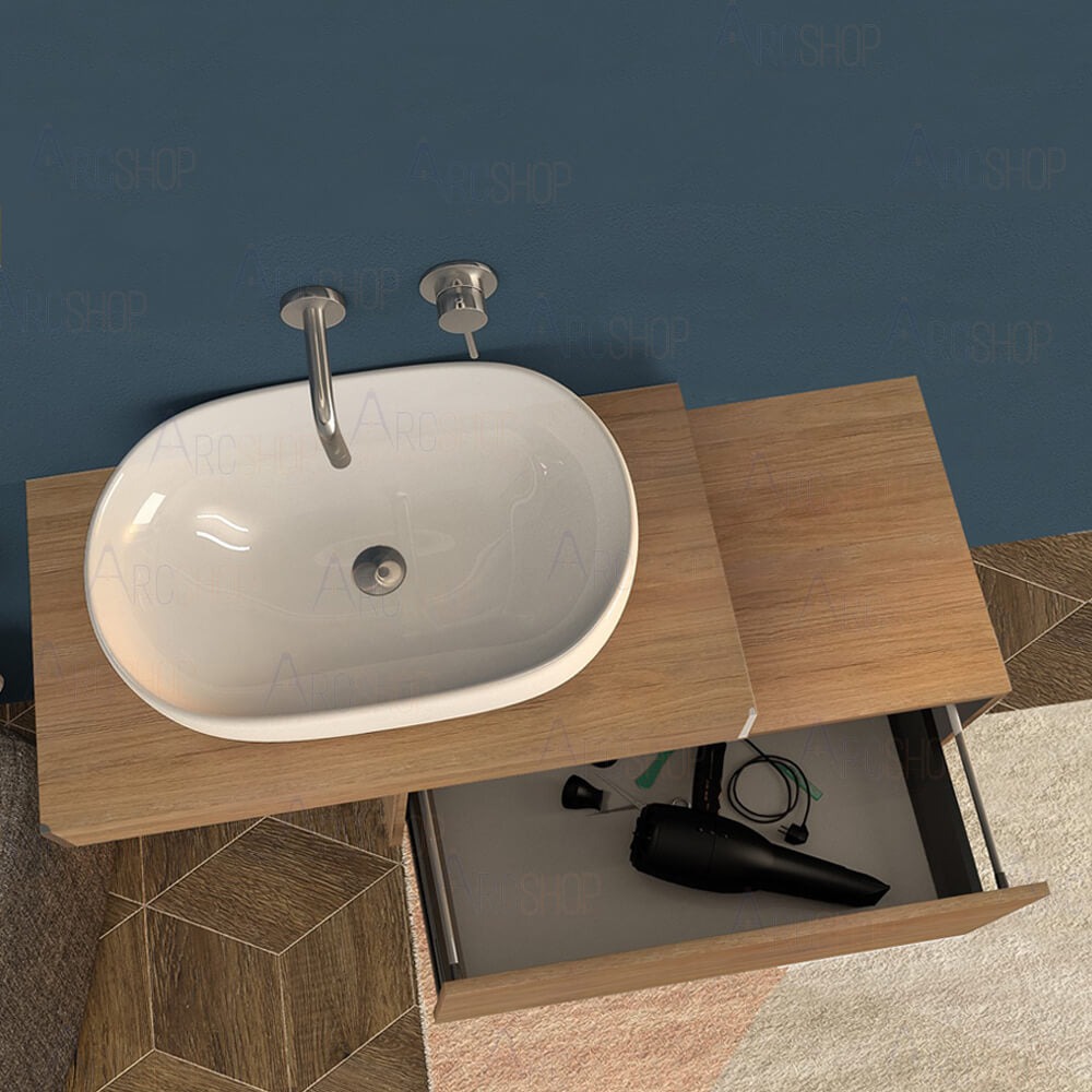 Mensolone per bagno rovere tabacco 60 cm