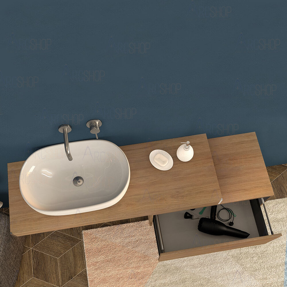 Mensolone da bagno rovere tabacco 120 cm sospeso