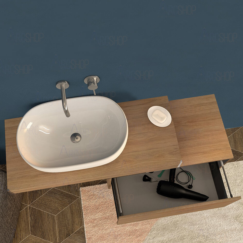 Mensolone da bagno Rovere tabacco sospeso 90 cm