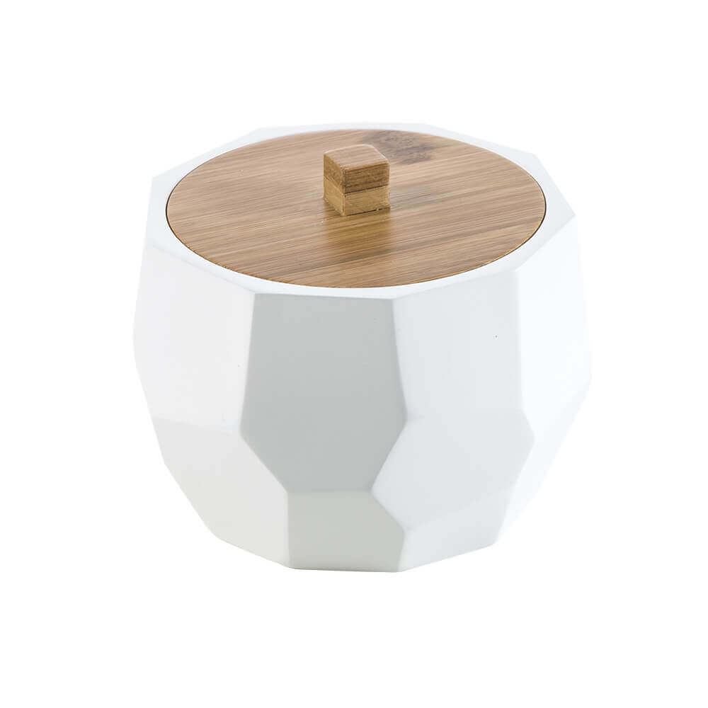 Porta cotone in solid surface e bamboo di Cipì finitura bianco matto Arcshop