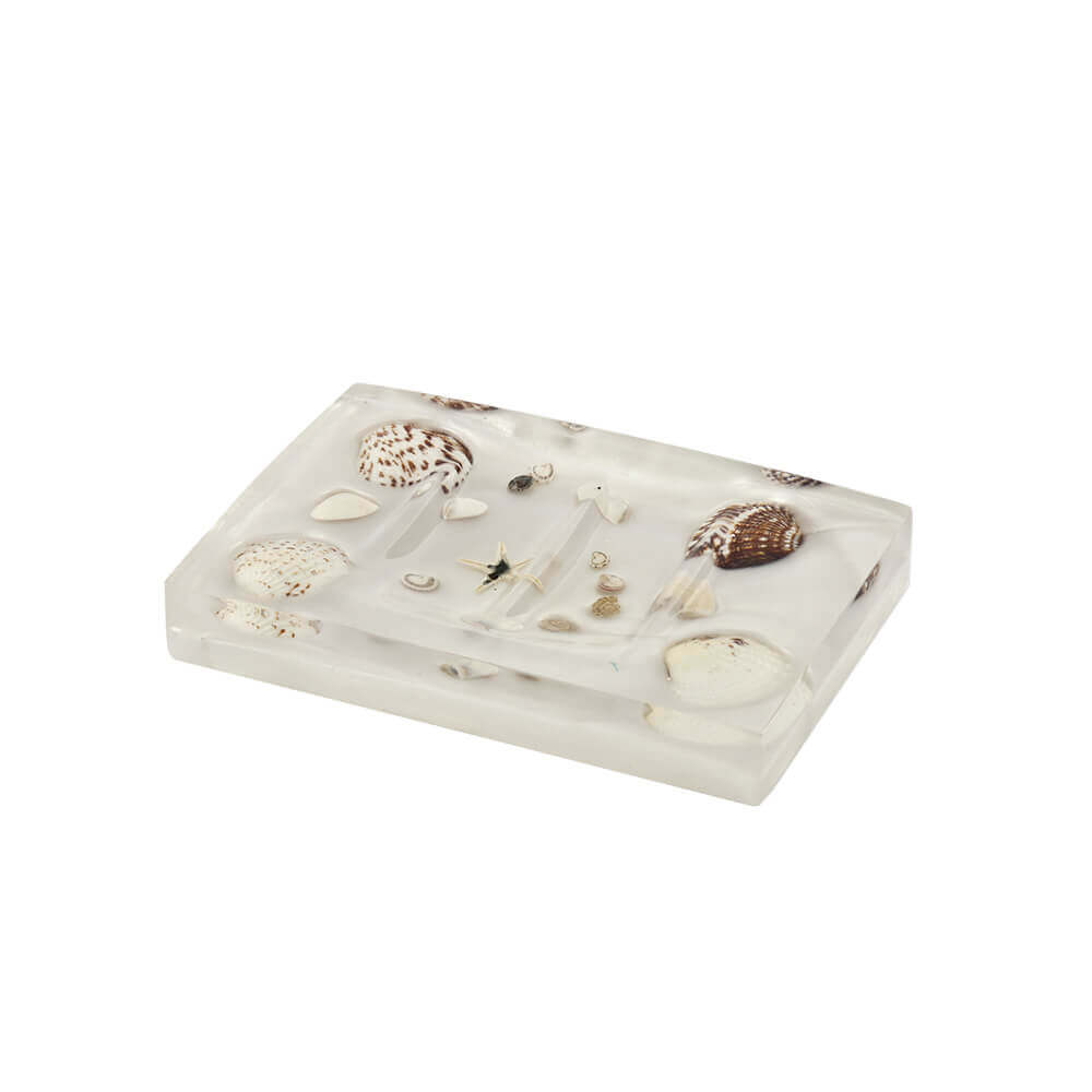 Porta sapone Perla con inserti conchiglie serie antille di Cipì Arcshop