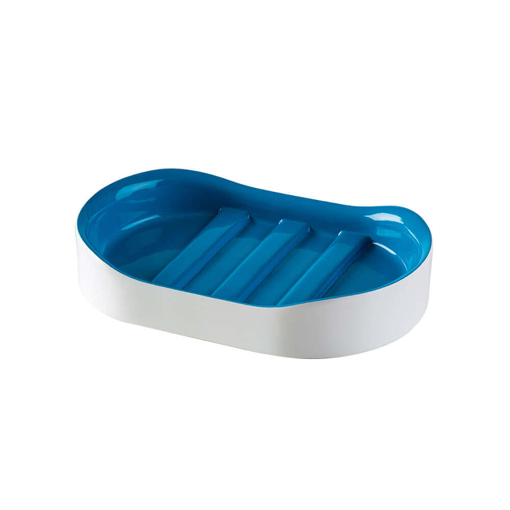Porta sapone bianco e blu in resina satinata serie Idol di Cipì Arcshop