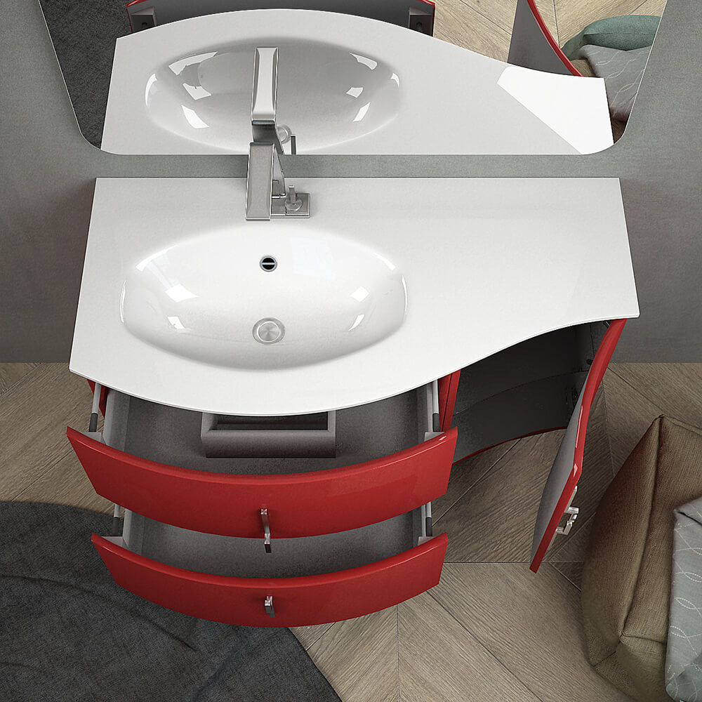 Mobile bagno sospeso rosso lucido 105 cm Arcshop