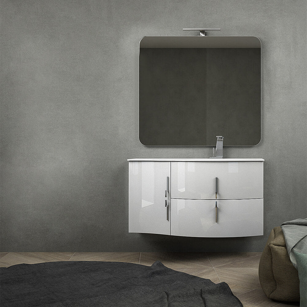 Mobile da bagno sospeso 105 cm Bianco lucido