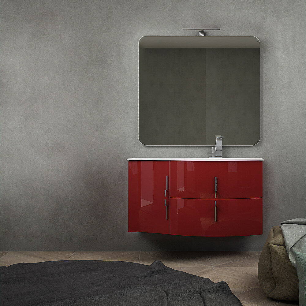 Mobile bagno sospeso rosso lucido 105 cm
