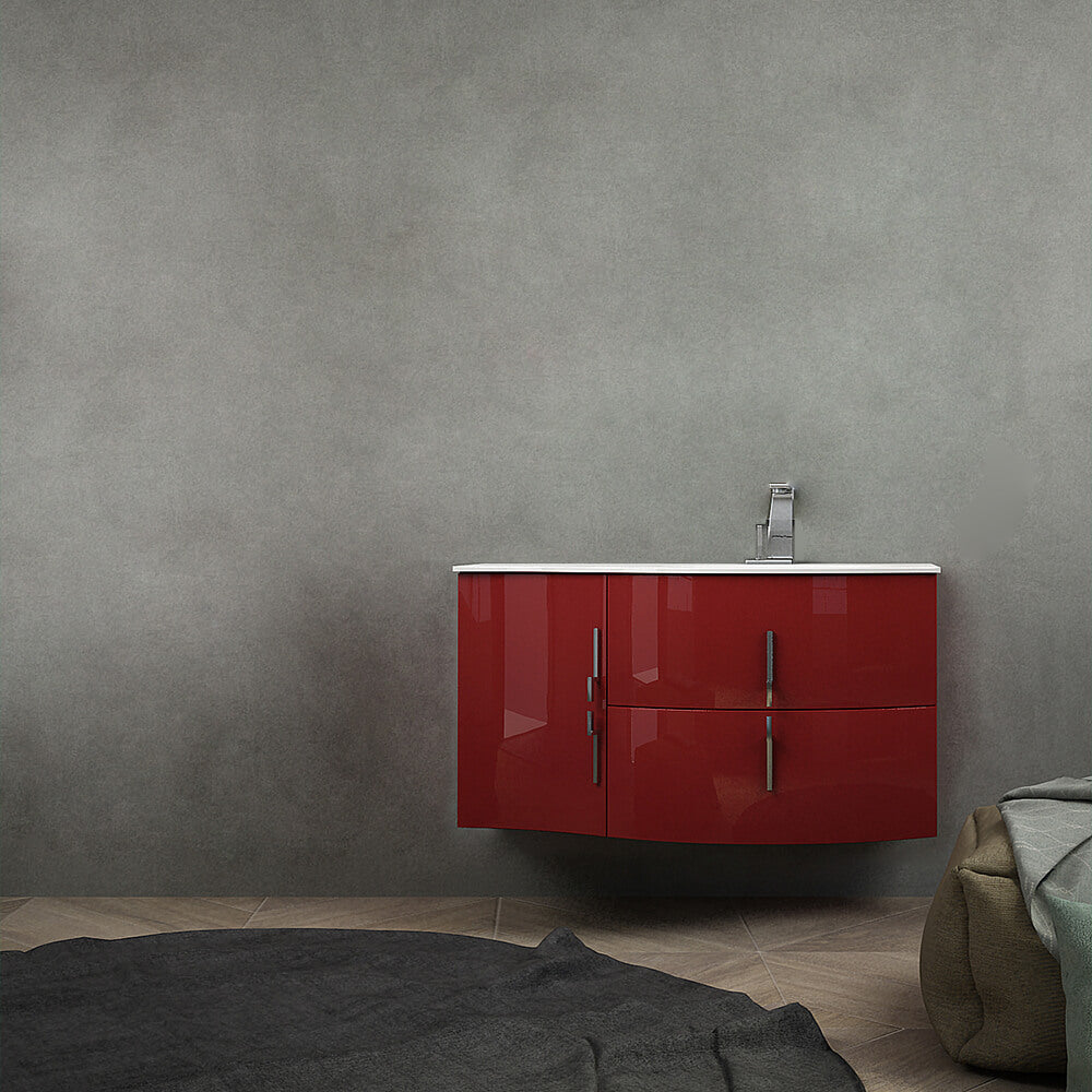 Mobile bagno sospeso rosso lucido 105 cm