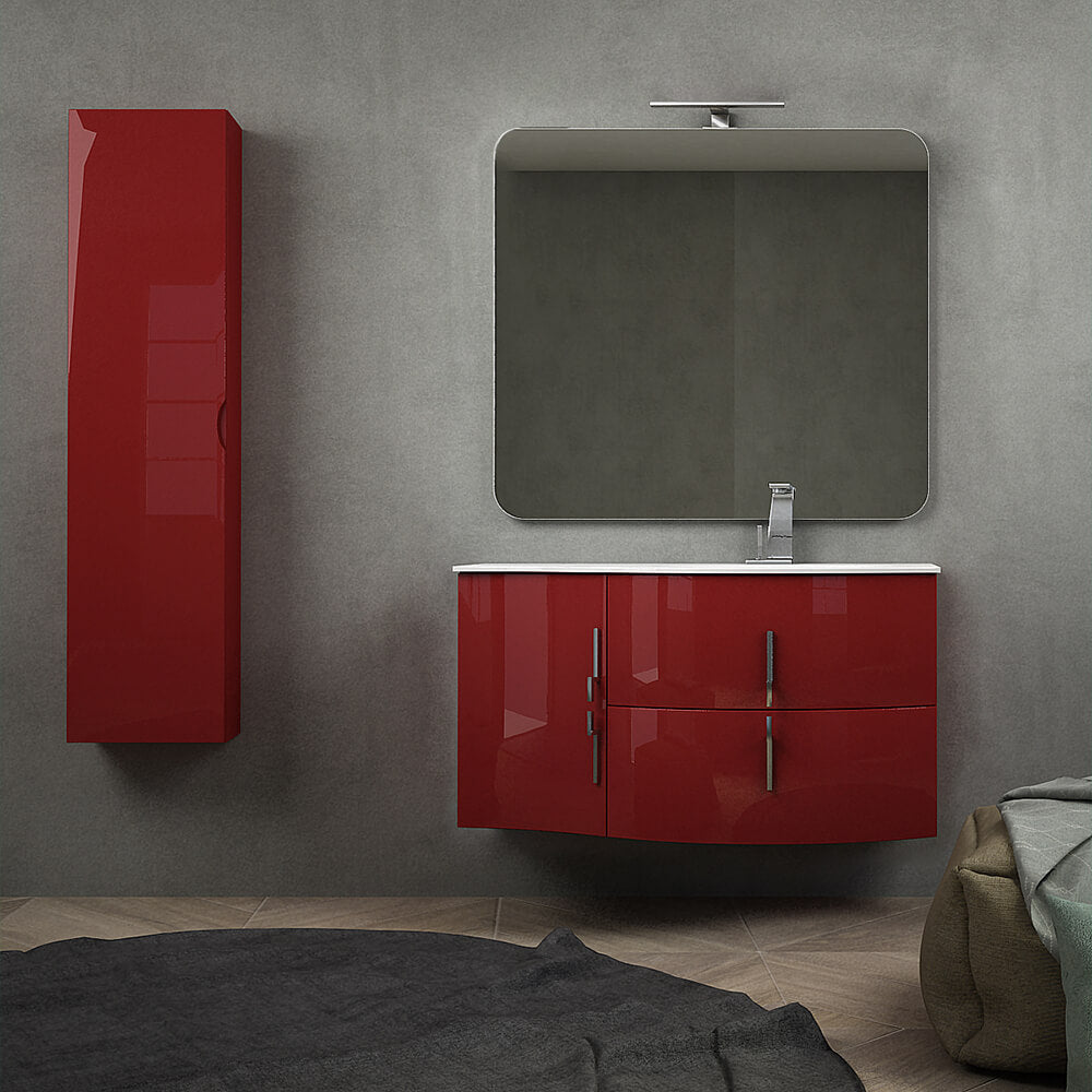 Mobile bagno sospeso rosso lucido 105 cm Arcshop