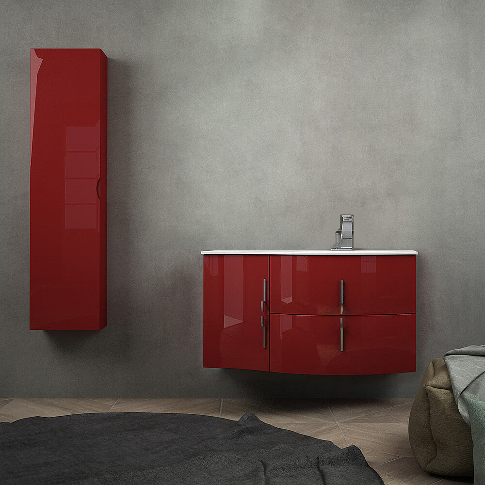 Mobile bagno sospeso rosso lucido 105 cm Arcshop