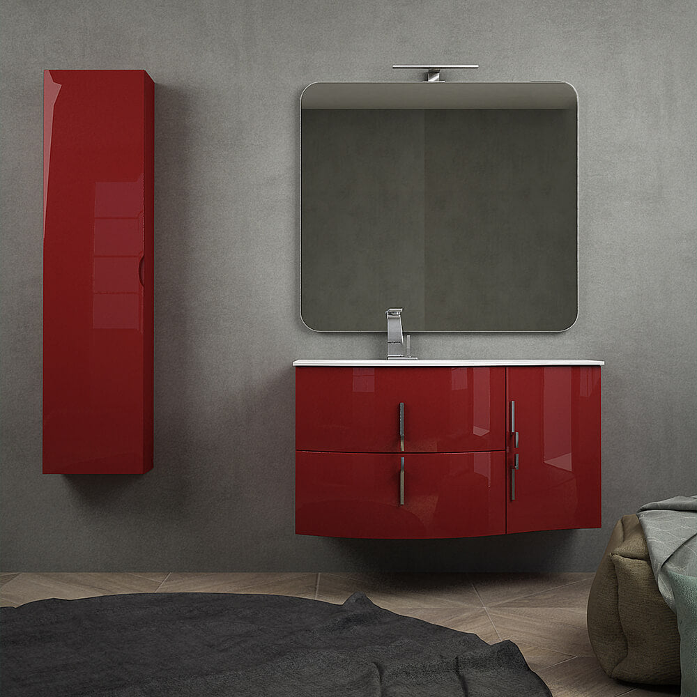 Mobile bagno sospeso rosso lucido 105 cm Arcshop