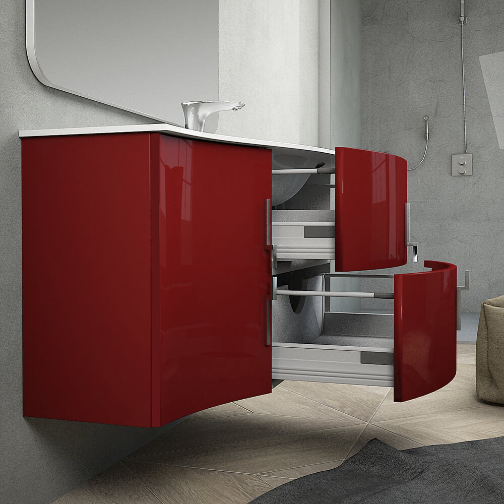 Mobile bagno sospeso rosso lucido 105 cm