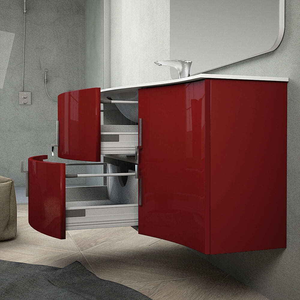 Mobile bagno sospeso rosso lucido 105 cm Arcshop