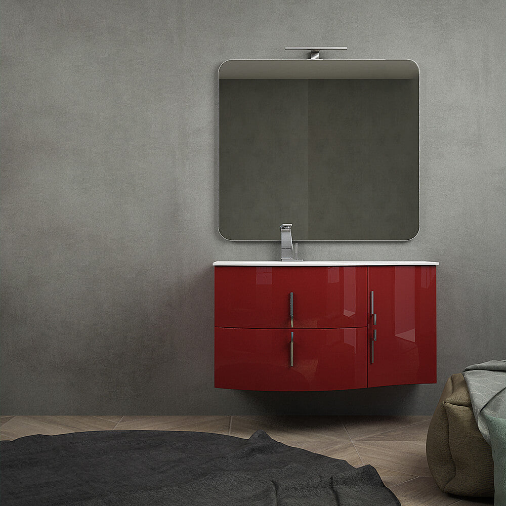 Mobile bagno sospeso rosso lucido 105 cm Arcshop