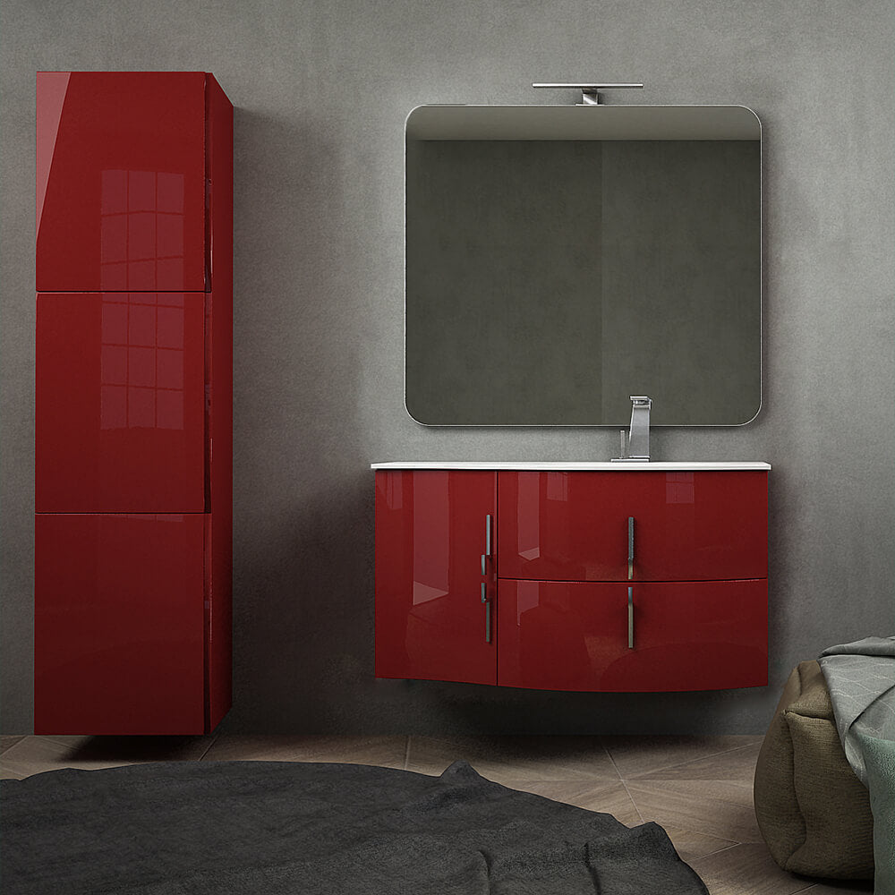 Mobile bagno sospeso rosso lucido 105 cm Arcshop