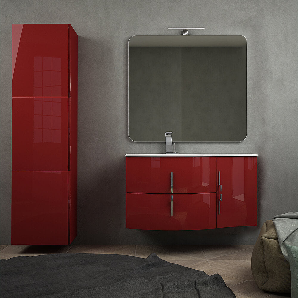 Mobile bagno sospeso rosso lucido 105 cm Arcshop