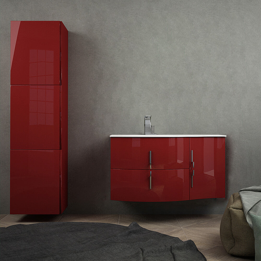Mobile bagno sospeso rosso lucido 105 cm Arcshop