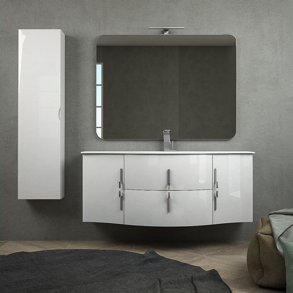 Mobile da bagno Praga 140 bianco lucido cm con vasca centrale sospeso Arcshop